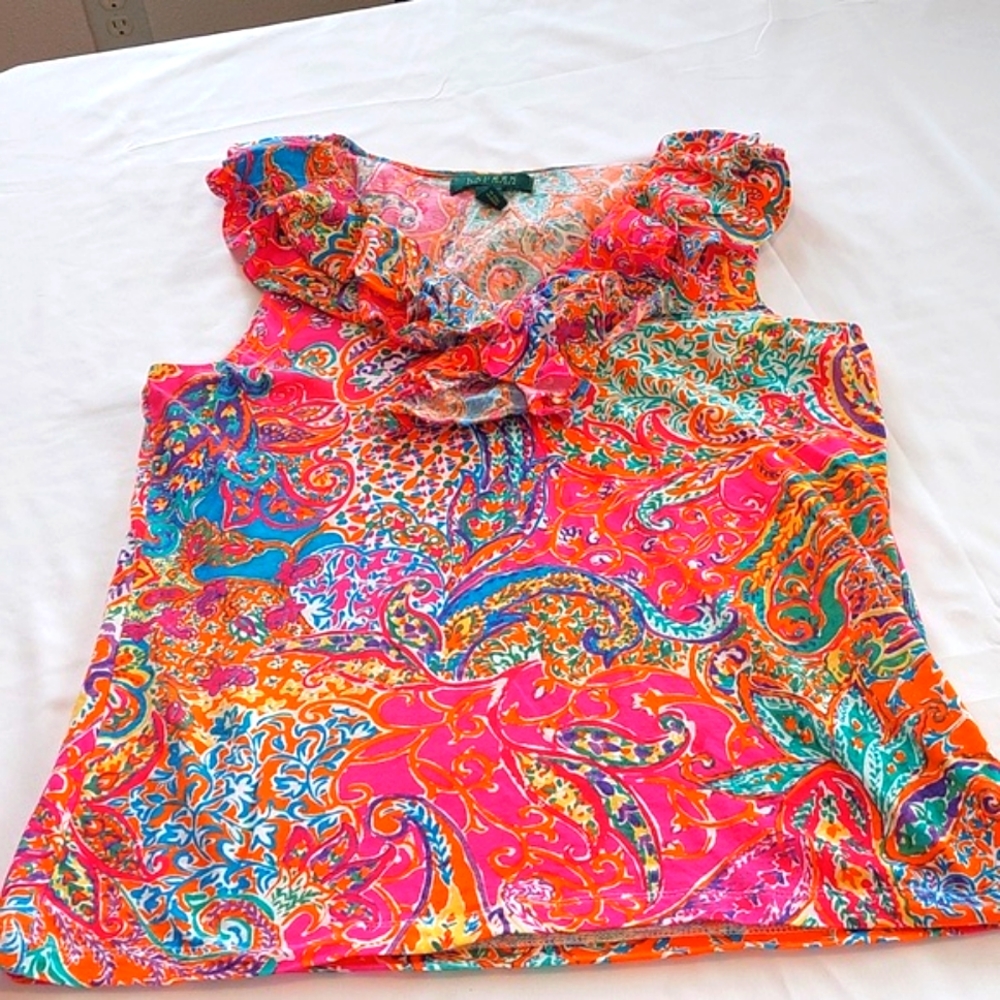 Lauren Ralph Lauren Colorful floral Tank .Size Medium Good Condition.